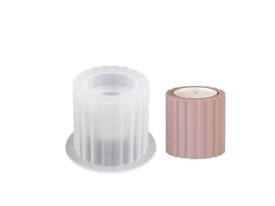 Molde silicona porta vela redondorayado